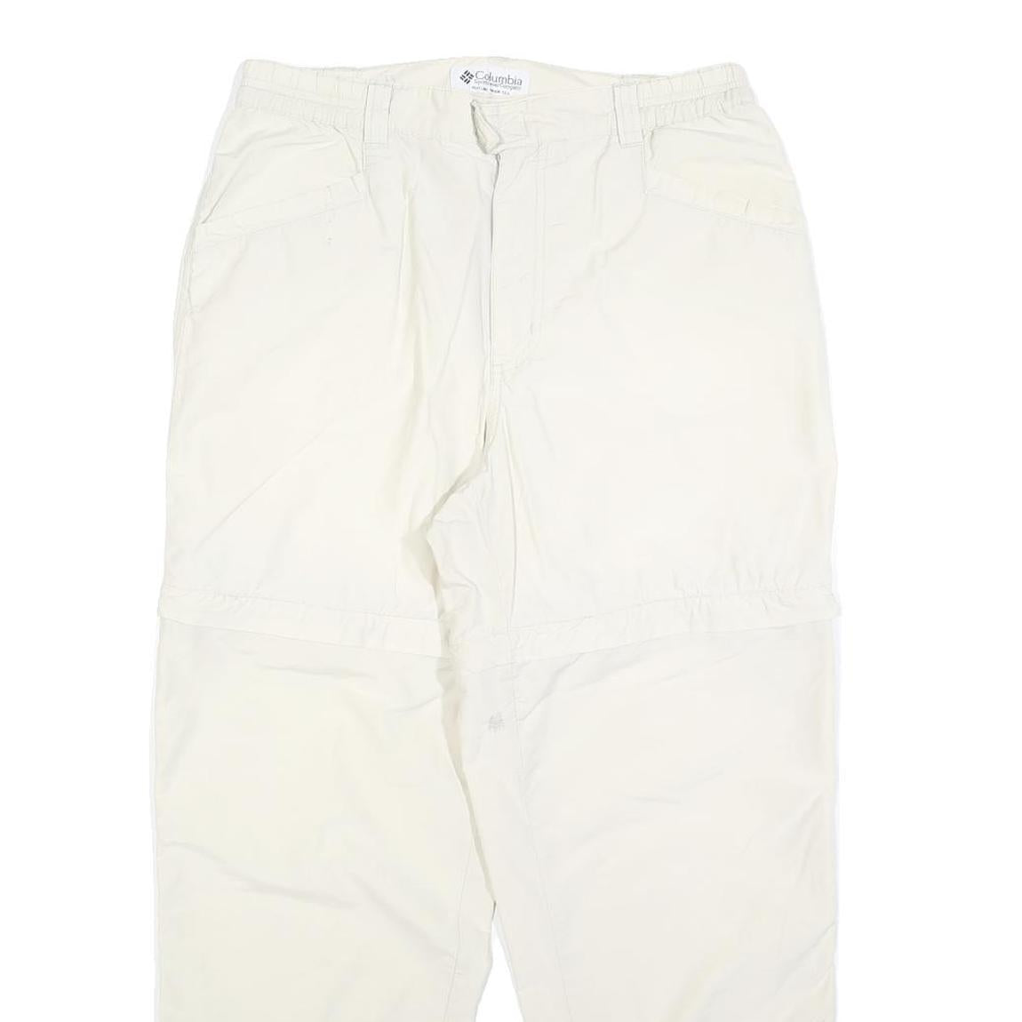 COLUMBIA Womens Polyester Blend White Regular Zip Trousers W30 L28 Lightweight