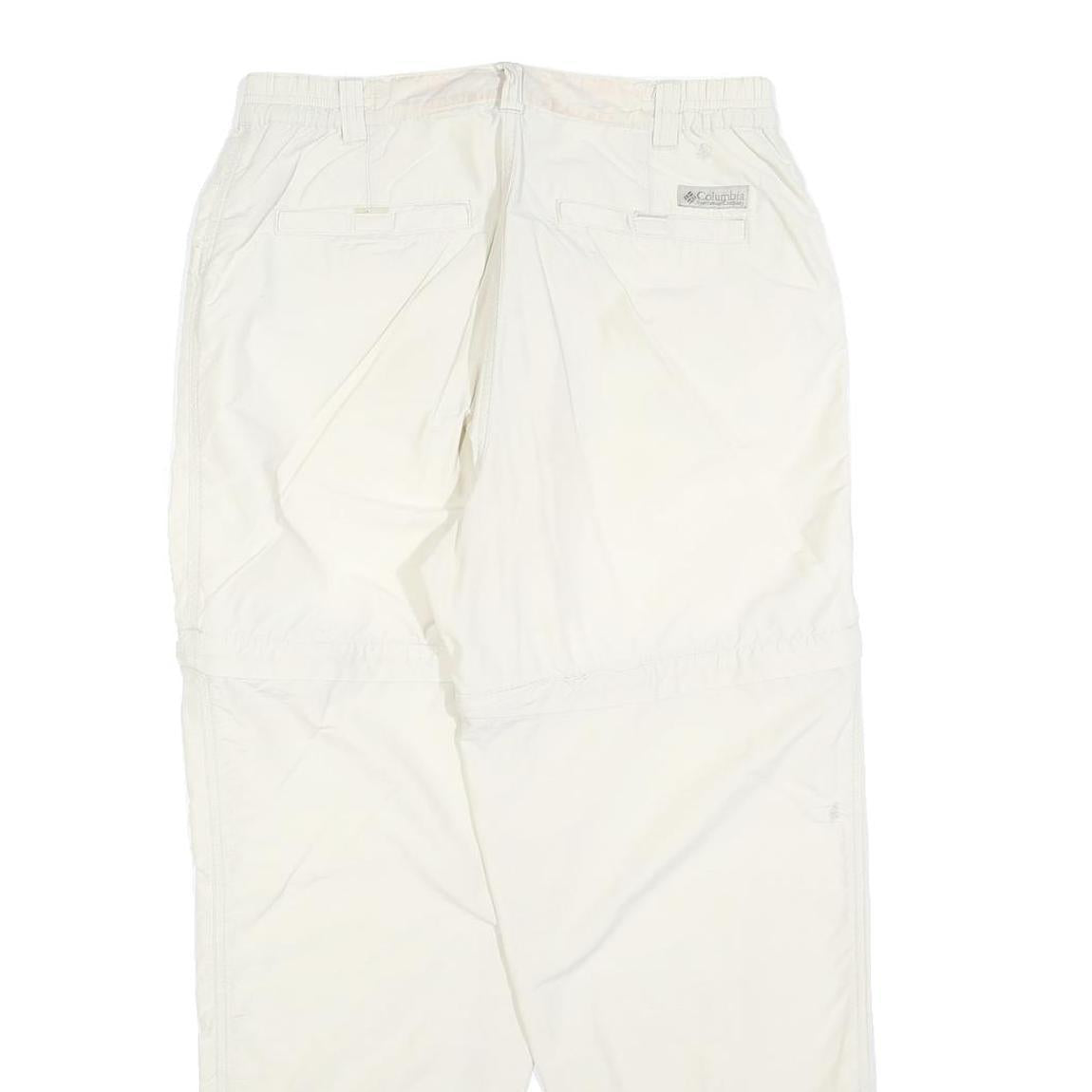 COLUMBIA Womens Polyester Blend White Regular Zip Trousers W30 L28 Lightweight