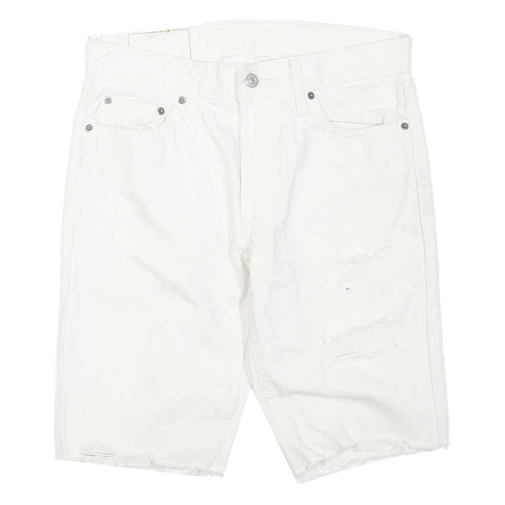 LEVI'S Womens White Denim Cut-Off Shorts M W30 Distressed