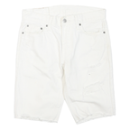 LEVI'S Womens White Denim Cut-Off Shorts M W30 Distressed