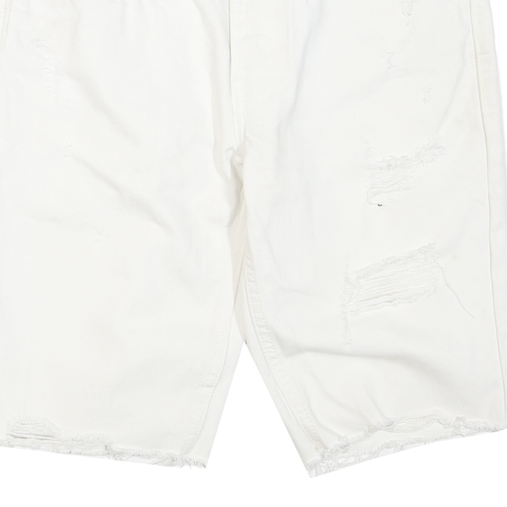 LEVI'S Womens White Denim Cut-Off Shorts M W30 Distressed