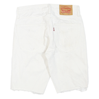 LEVI'S Womens White Denim Cut-Off Shorts M W30 Distressed