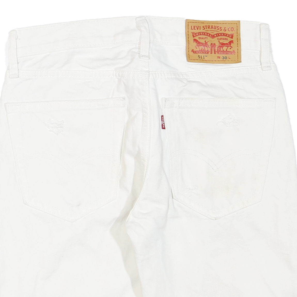 LEVI'S Womens White Denim Cut-Off Shorts M W30 Distressed