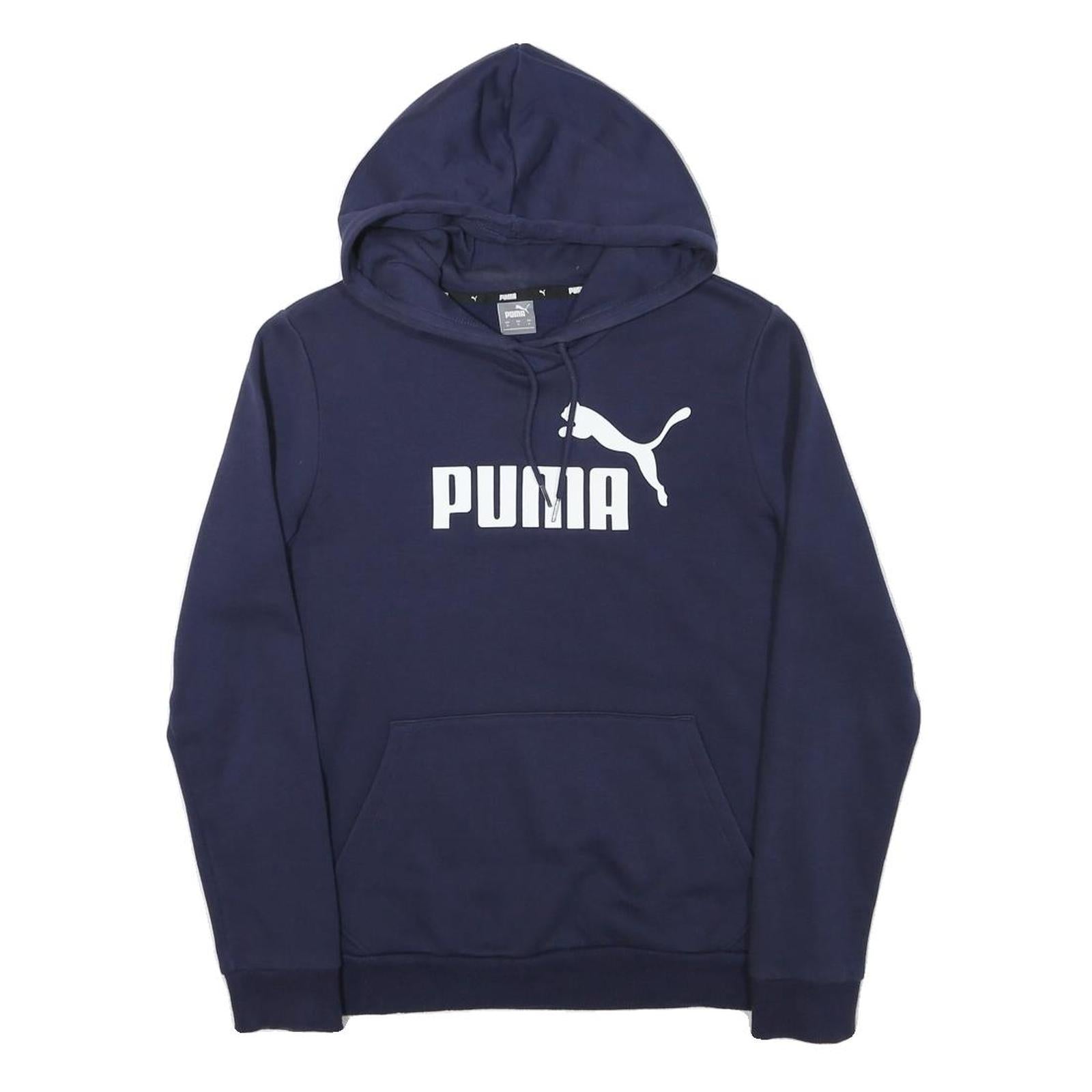 PUMA Womens Navy Hoodie S Cotton Blend Pullover Hooded Sweatshirt