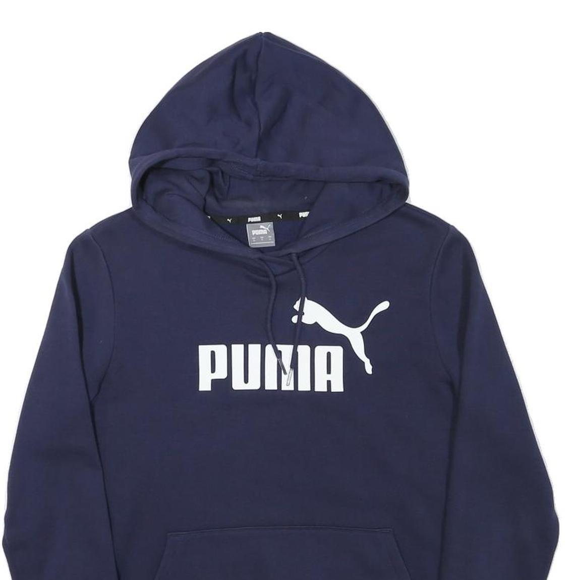 PUMA Womens Navy Hoodie S Cotton Blend Pullover Hooded Sweatshirt