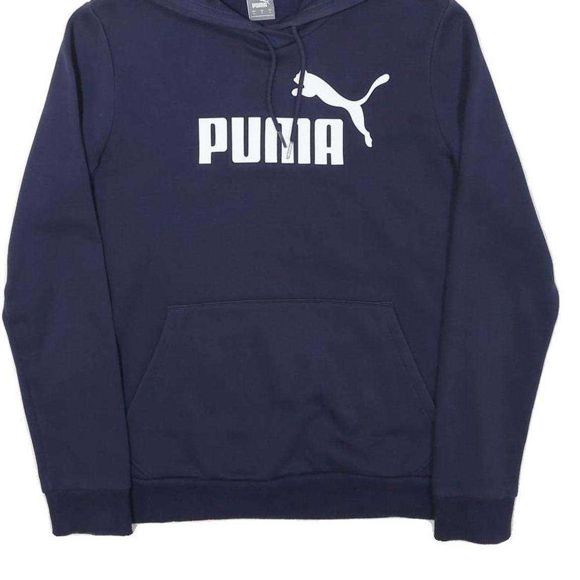 PUMA Womens Navy Hoodie S Cotton Blend Pullover Hooded Sweatshirt