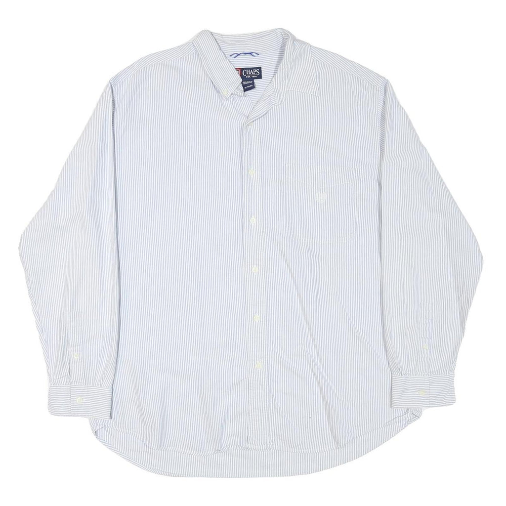 CHAPS Mens White & Blue Stripe Shirt XL Classic Cotton Blend Button Down
