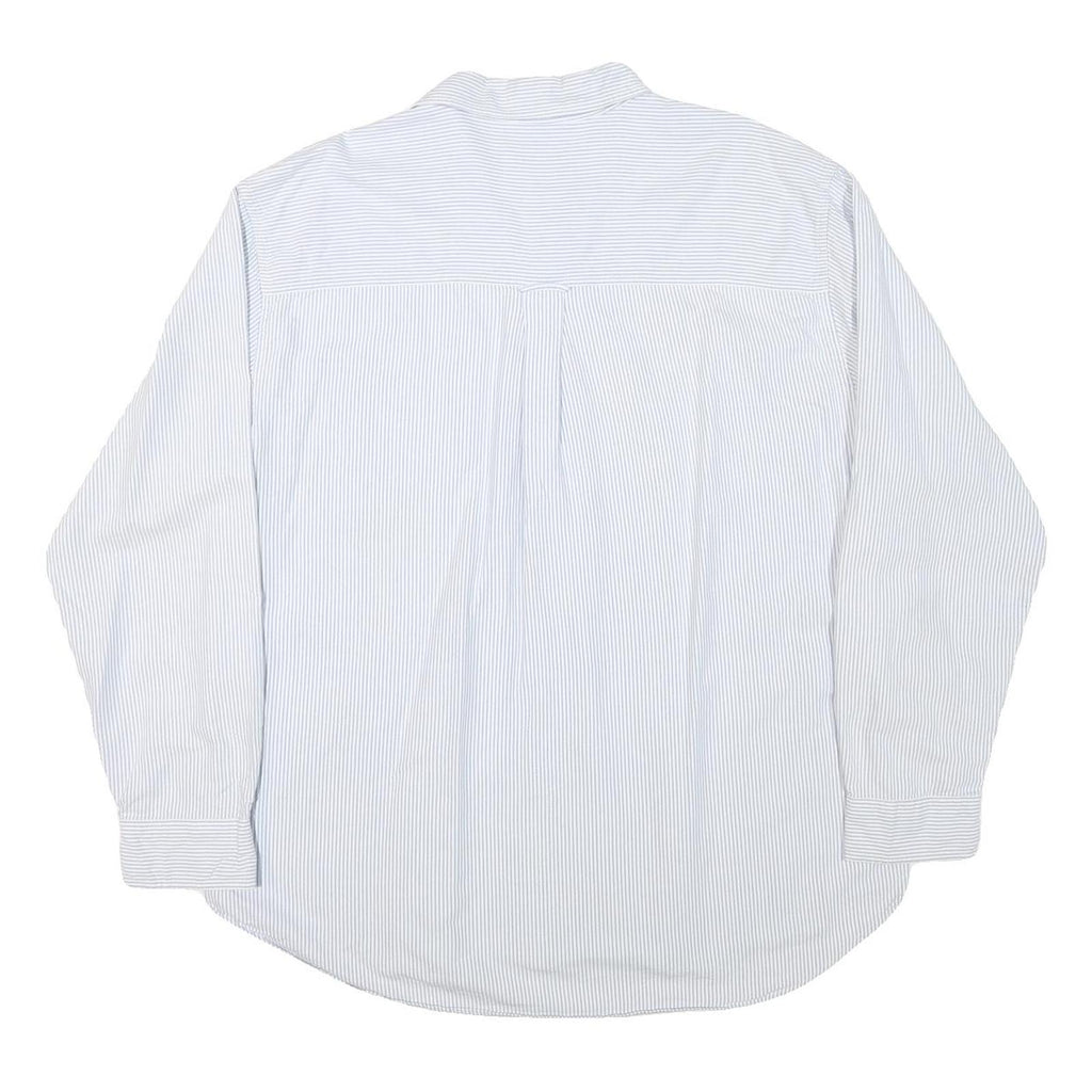 CHAPS Mens White & Blue Stripe Shirt XL Classic Cotton Blend Button Down