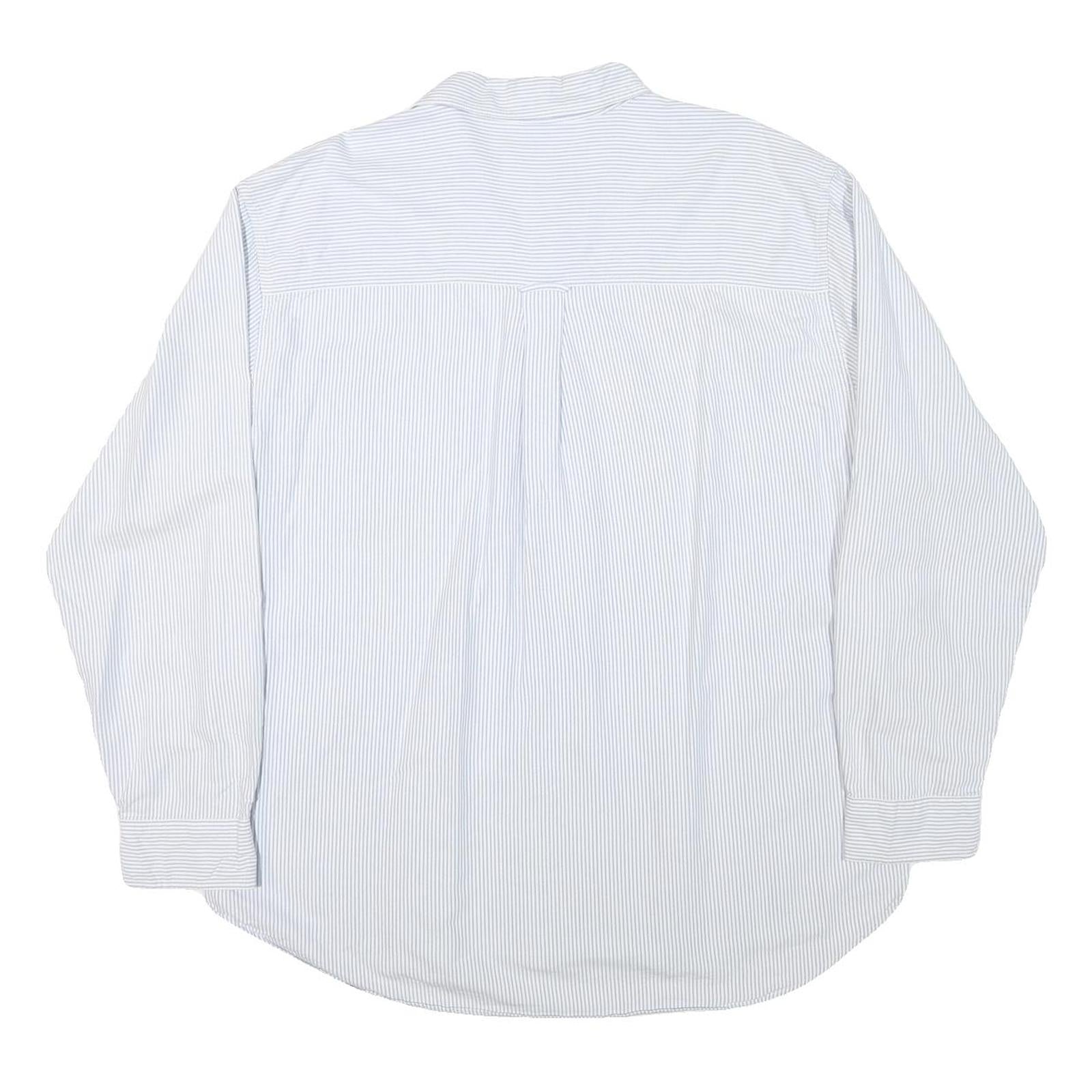CHAPS Mens White & Blue Stripe Shirt XL Classic Cotton Blend Button Down