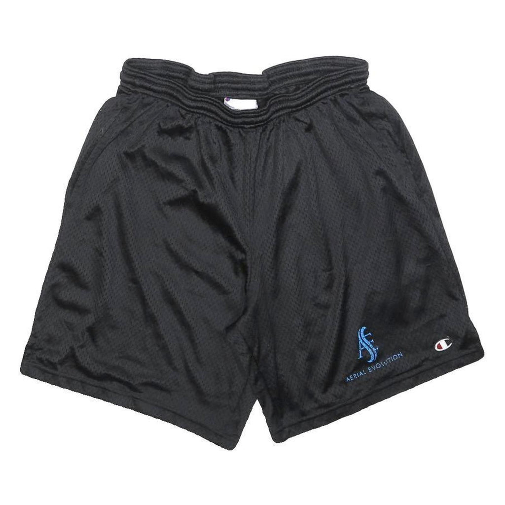 CHAMPION Mens Black Sports Shorts M W30 Aerial Evolution Logo Lightweight
