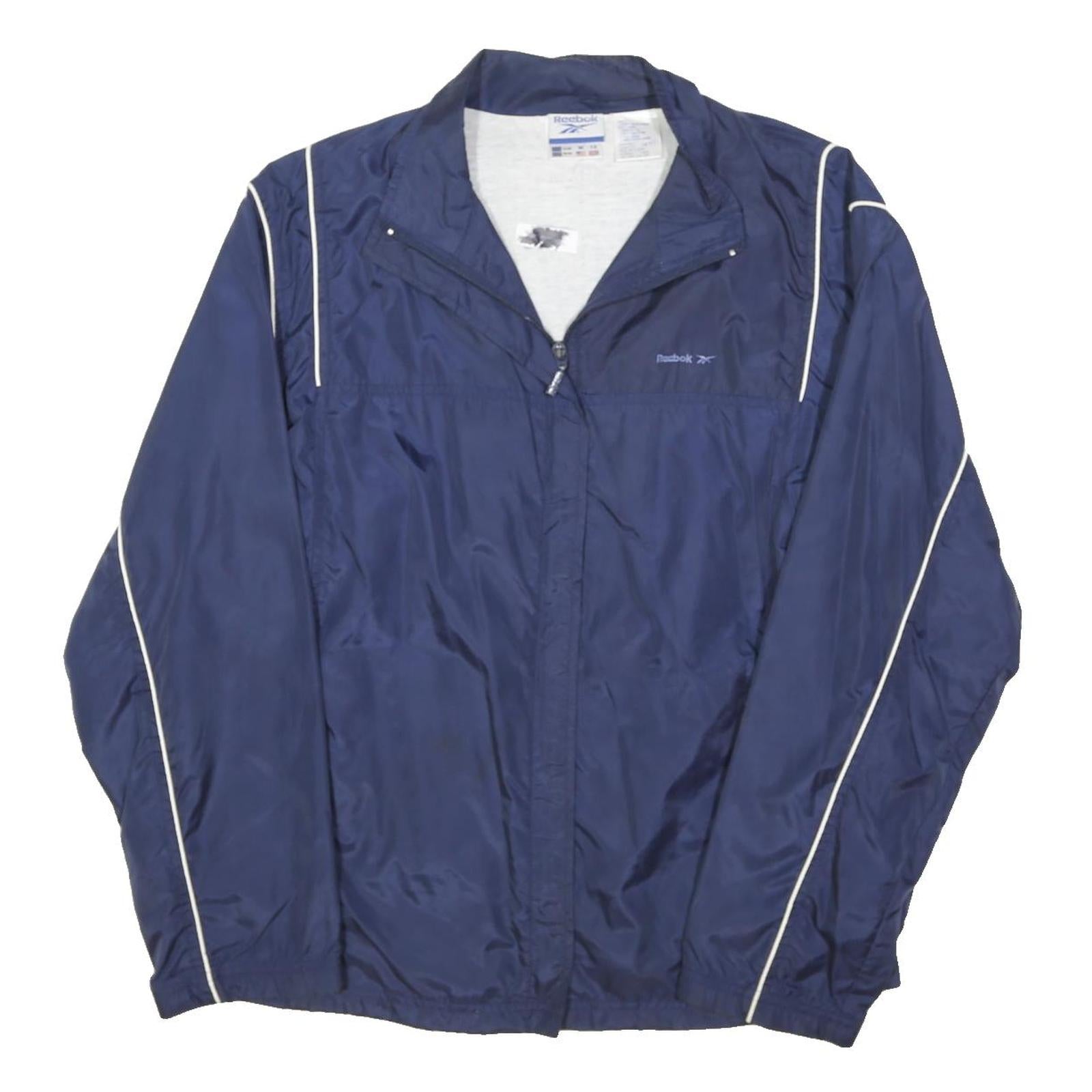 REEBOK Womens Navy Blue Sports Jacket UK 12 Polyester Plain Zip Lightweight