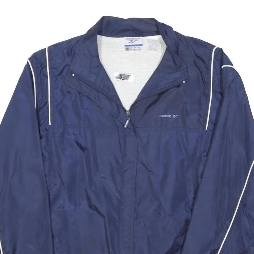 REEBOK Womens Navy Blue Sports Jacket UK 12 Polyester Plain Zip Lightweight