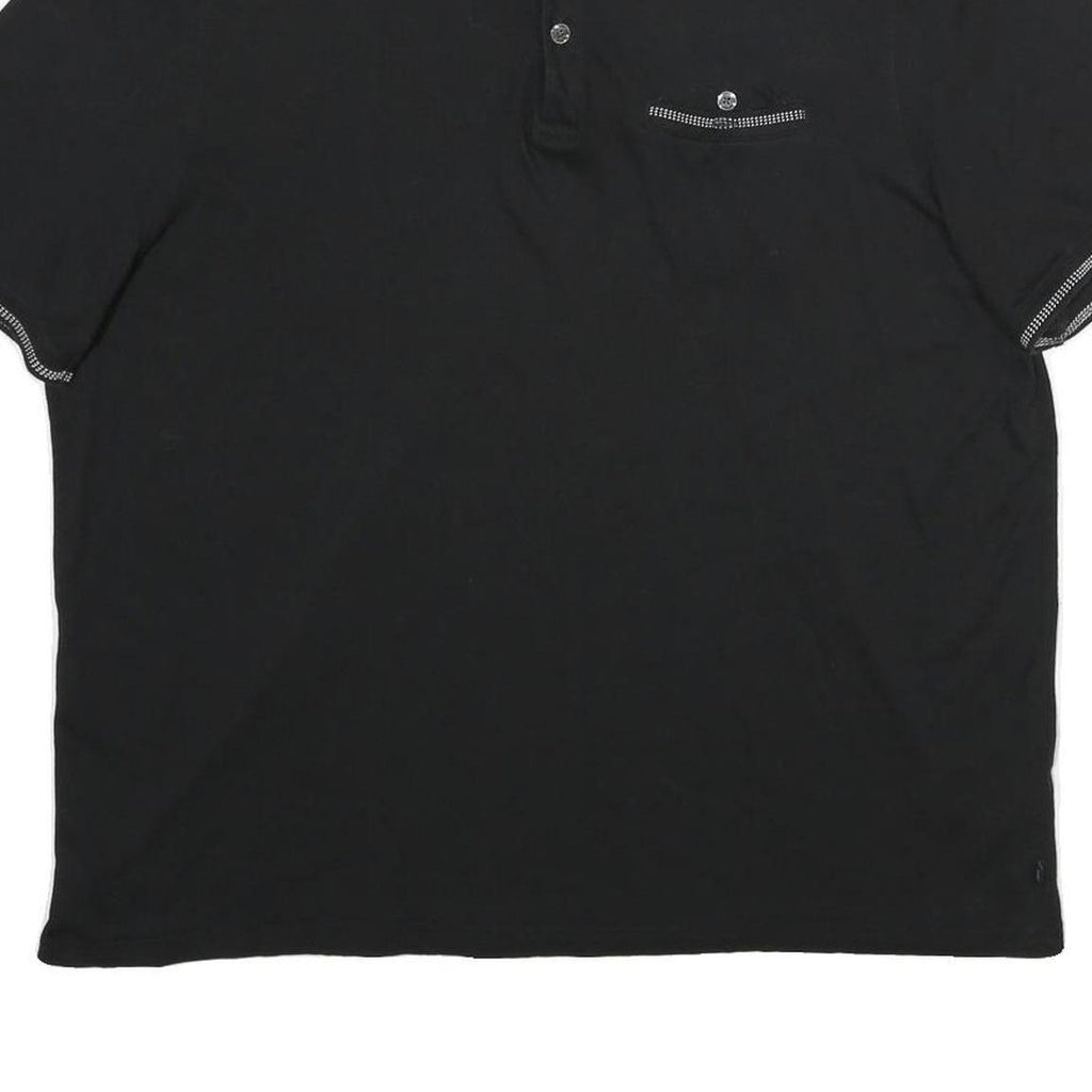 TED BAKER Mens Black Short Sleeve Plain 2XL Cotton Blend Polo Shirt Stylish Fit