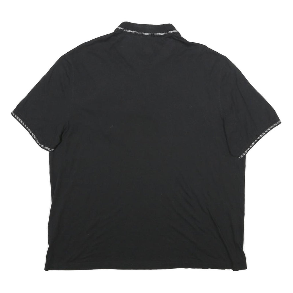 TED BAKER Mens Black Short Sleeve Plain 2XL Cotton Blend Polo Shirt Stylish Fit