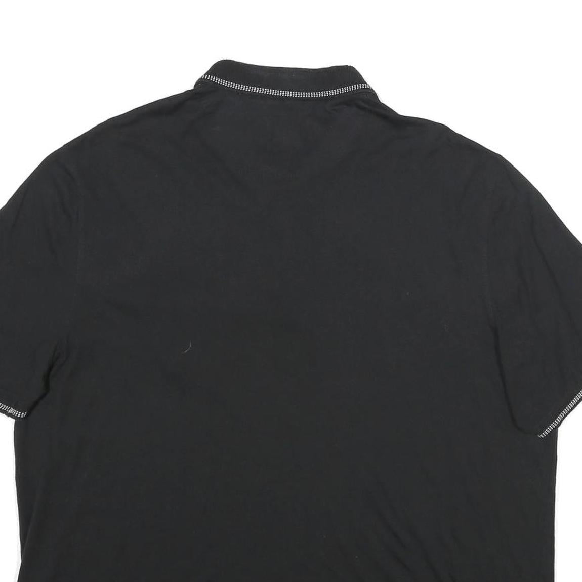 TED BAKER Mens Black Short Sleeve Plain 2XL Cotton Blend Polo Shirt Stylish Fit