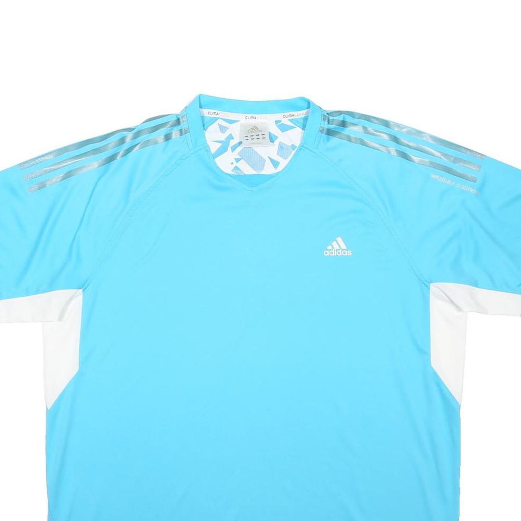 ADIDAS Mens Blue & White Sport T-Shirt XL Short Sleeve Round Neck Performance