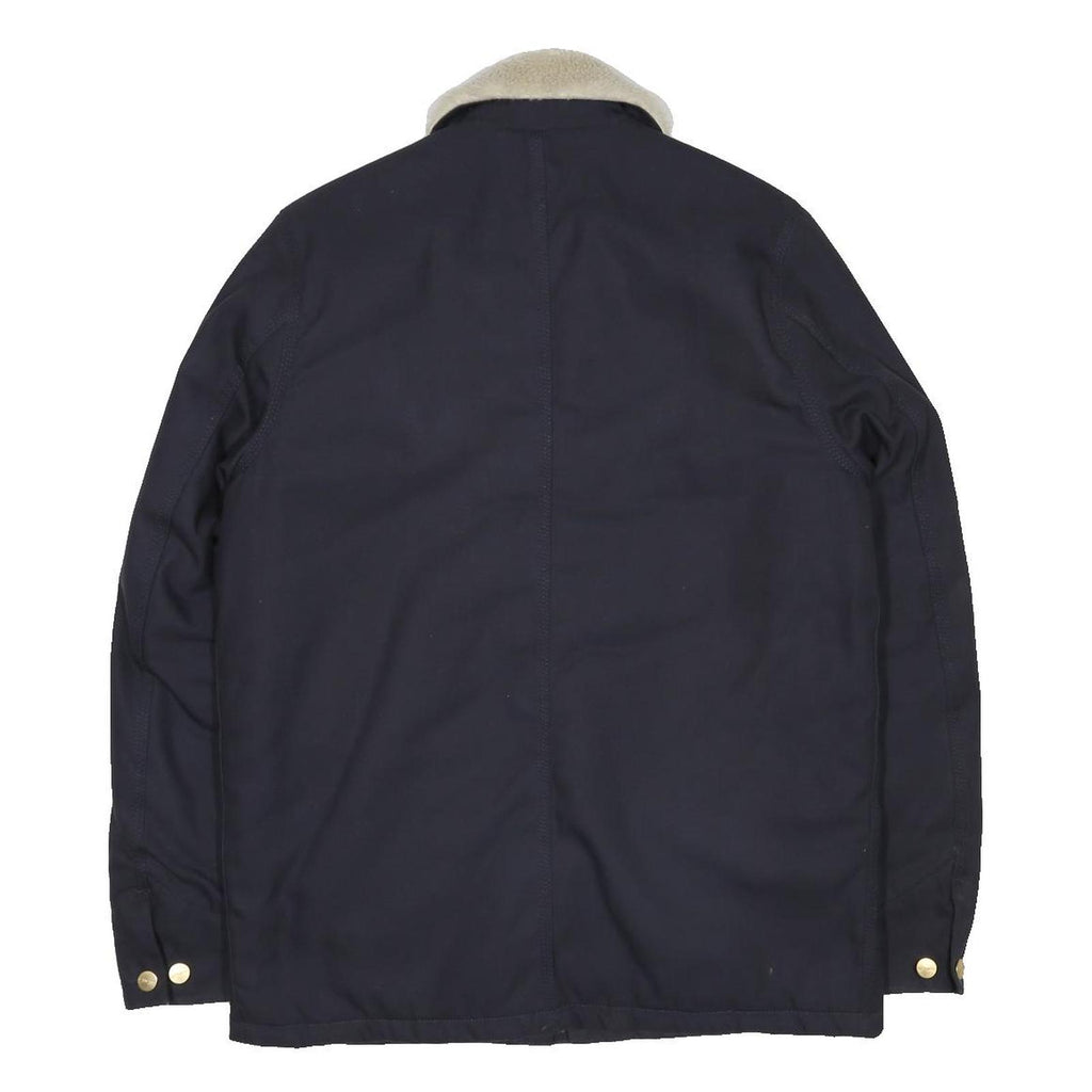 CARHARTT WIP Fairmount Coat Mens Navy Blue Sherpa Collar Jacket M Workwear