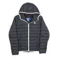 ADIDAS Womens Black Zip Up Puffer Hooded Jacket UK 10 Polyester Blend Casual