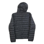 ADIDAS Womens Black Zip Up Puffer Hooded Jacket UK 10 Polyester Blend Casual