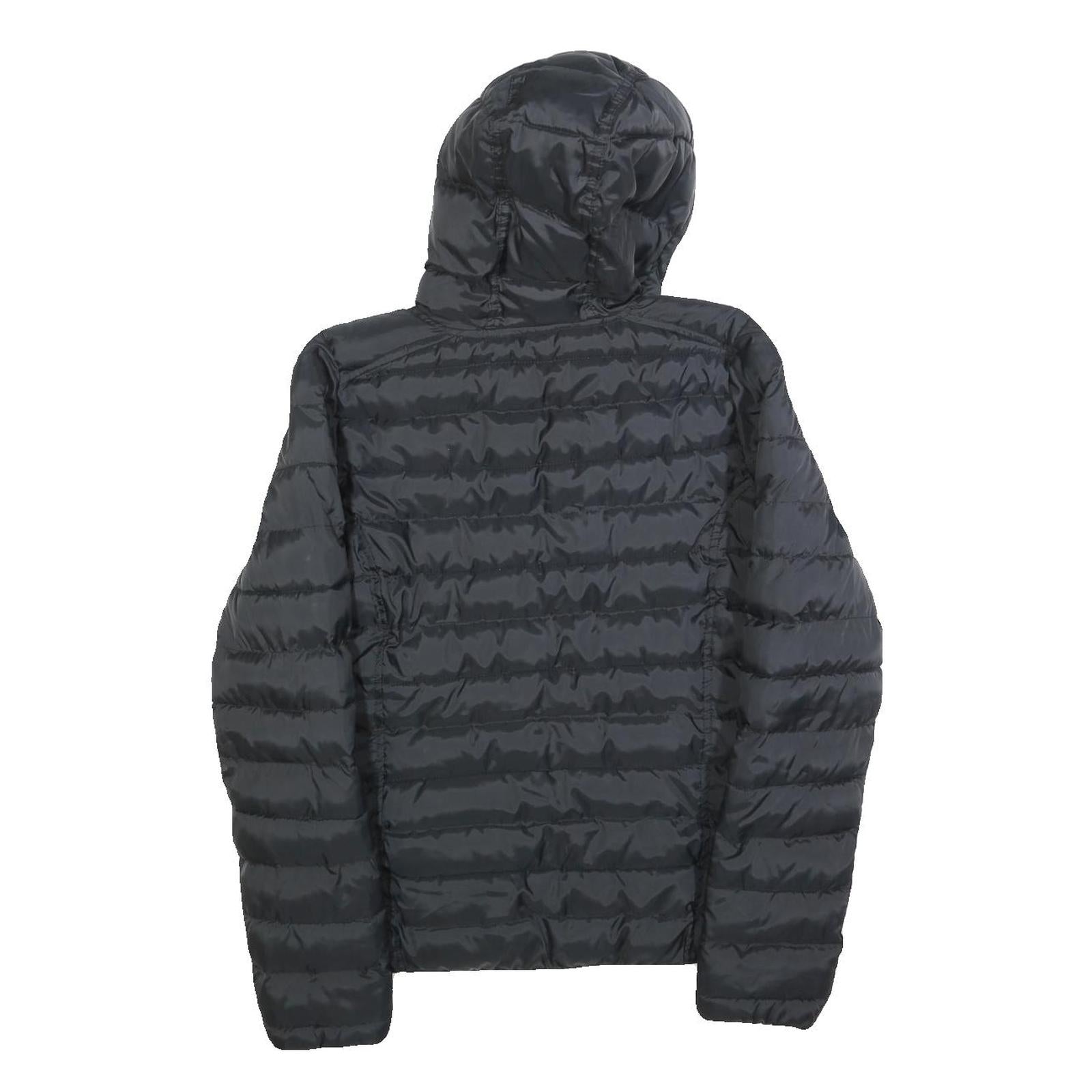 ADIDAS Womens Black Zip Up Puffer Hooded Jacket UK 10 Polyester Blend Casual