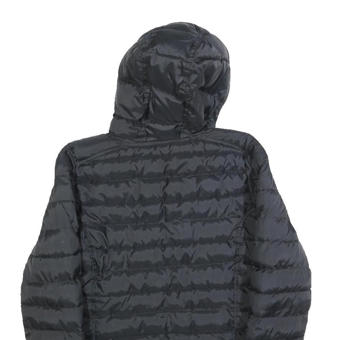 ADIDAS Womens Black Zip Up Puffer Hooded Jacket UK 10 Polyester Blend Casual