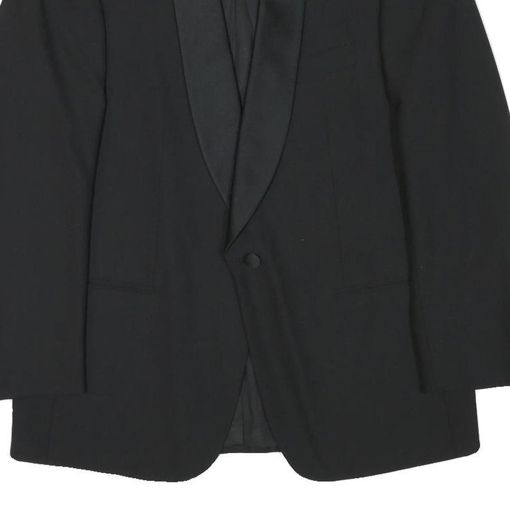 BAUMLER Mens Black Wool Blend Tailored Jacket S Satin Lapel Button Closure