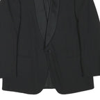 BAUMLER Mens Black Wool Blend Tailored Jacket S Satin Lapel Button Closure