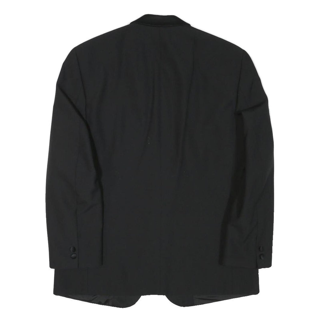 BAUMLER Mens Black Wool Blend Tailored Jacket S Satin Lapel Button Closure