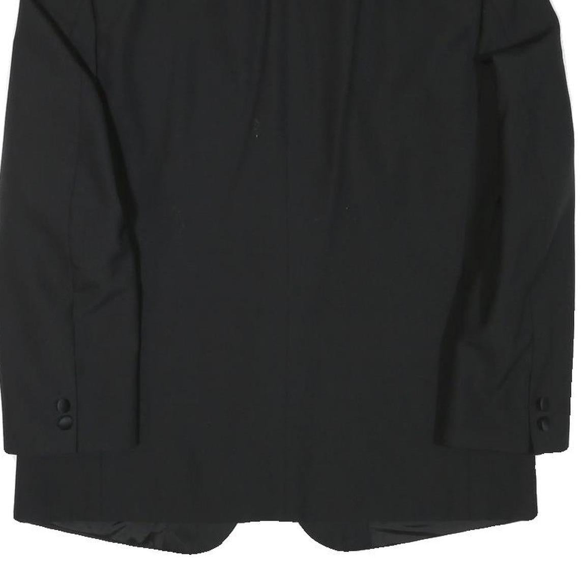 BAUMLER Mens Black Wool Blend Tailored Jacket S Satin Lapel Button Closure