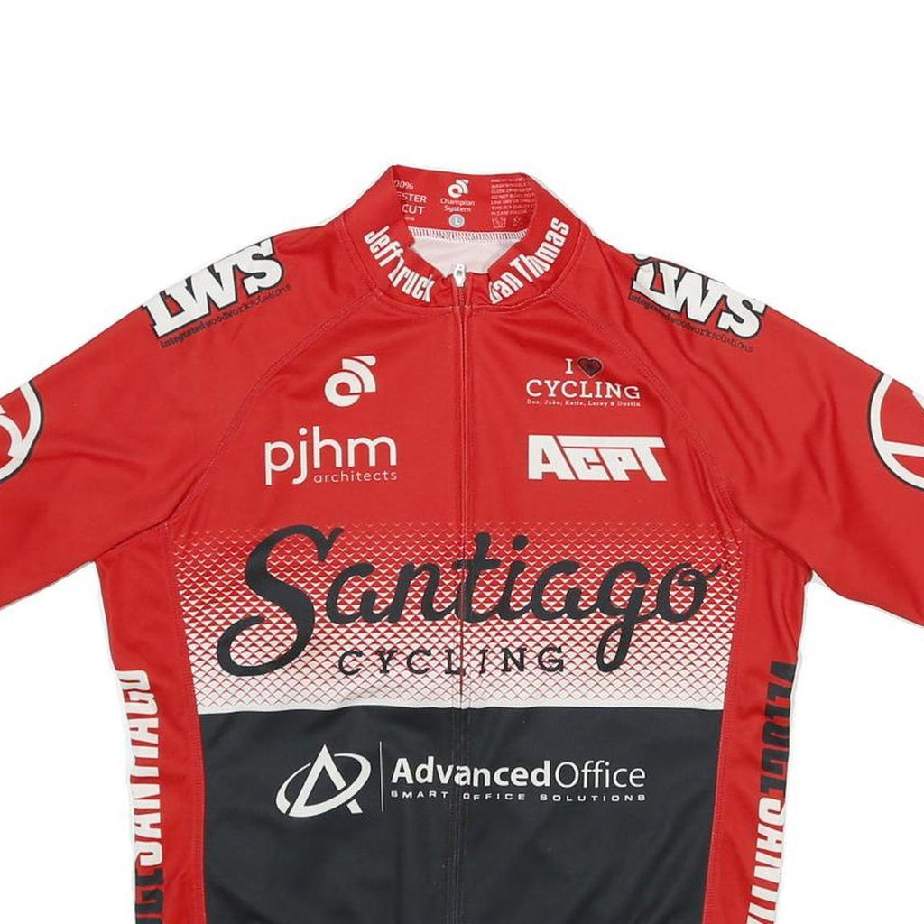 CHAMPION SYSTEM Mens Red & Black Santiago Cycling Modern L Short Sleeve Crew