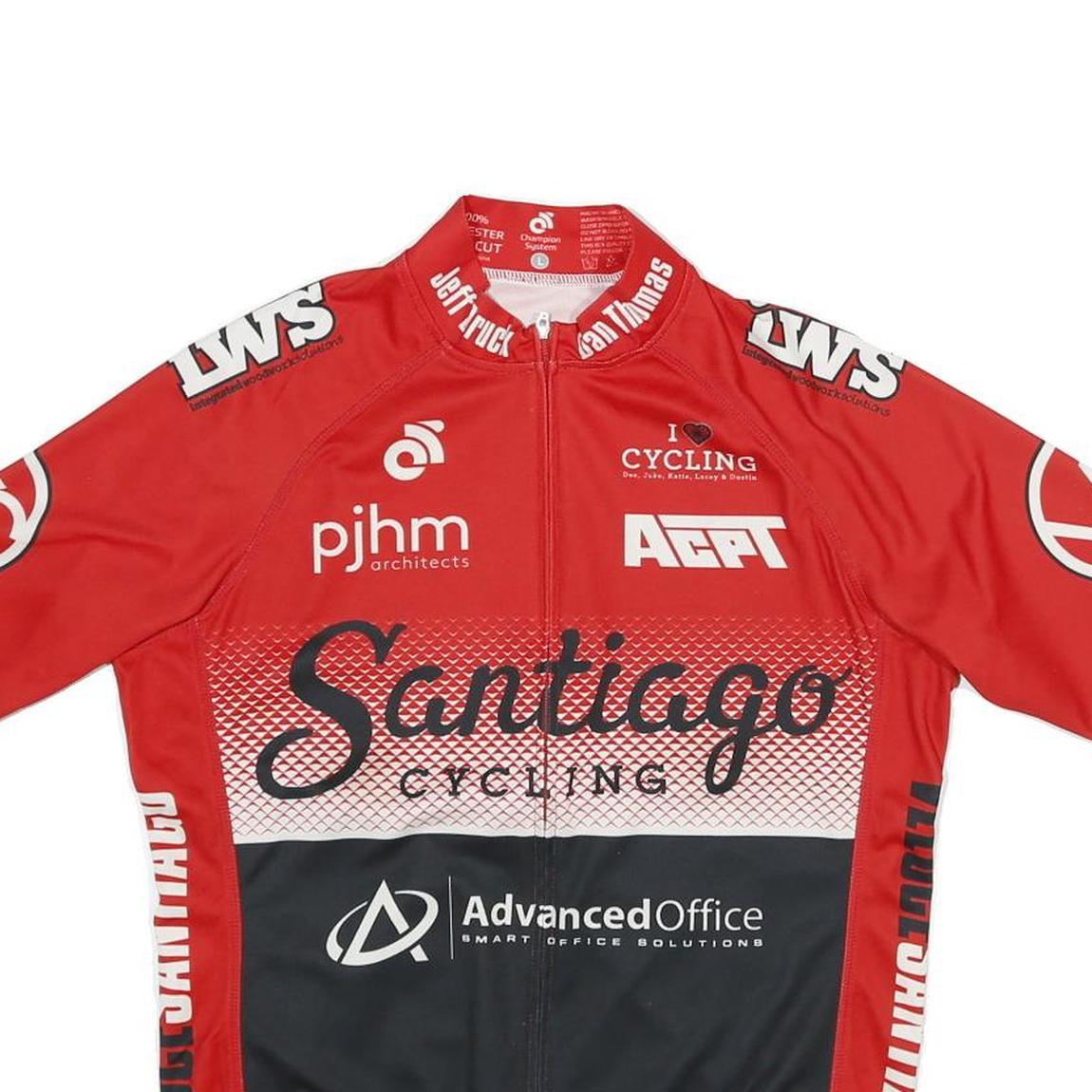 CHAMPION SYSTEM Mens Red & Black Santiago Cycling Modern L Short Sleeve Crew