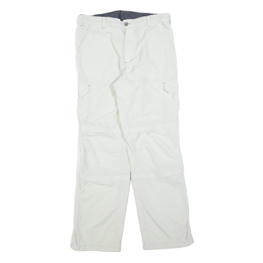 OCK Mens Polyester Blend White Regular Straight Leg Trousers W32 L32 Zip Closure