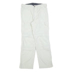 OCK Mens Polyester Blend White Regular Straight Leg Trousers W32 L32 Zip Closure