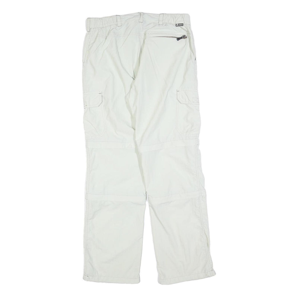 OCK Mens Polyester Blend White Regular Straight Leg Trousers W32 L32 Zip Closure