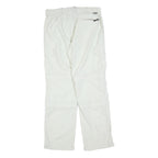 OCK Mens Polyester Blend White Regular Straight Leg Trousers W32 L32 Zip Closure