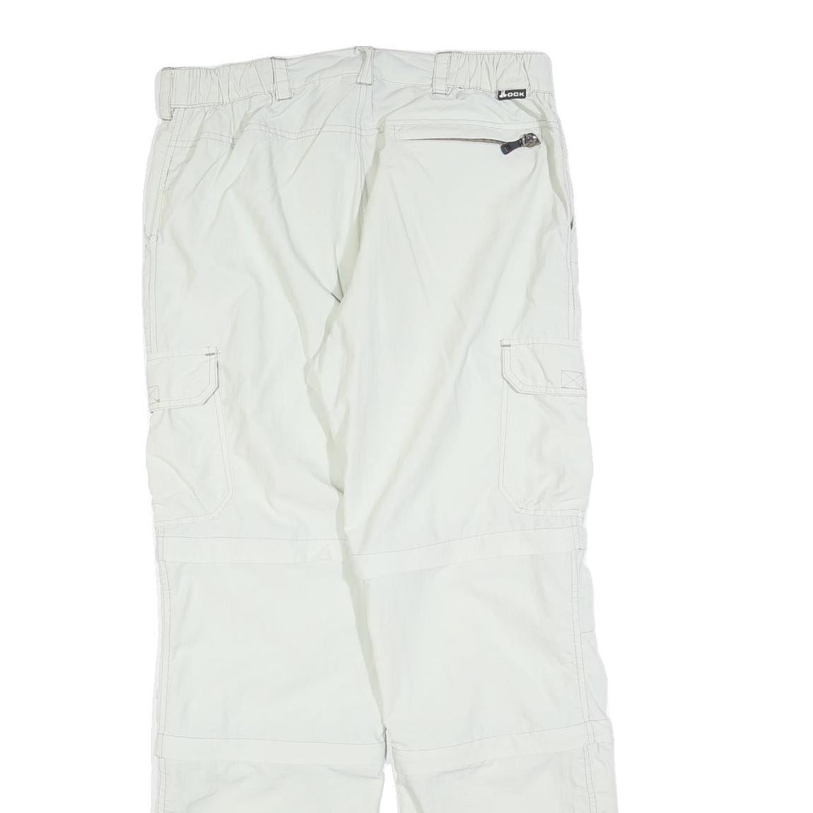 OCK Mens Polyester Blend White Regular Straight Leg Trousers W32 L32 Zip Closure