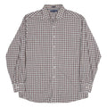 TOMMY HILFIGER Mens White & Brown Check Shirt L Cotton Blend Classic Fit