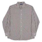 TOMMY HILFIGER Mens White & Brown Check Shirt L Cotton Blend Classic Fit