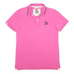 PUMA Mens Pink Short Sleeve Plain M Polo Shirt Cotton Blend Casual Sports