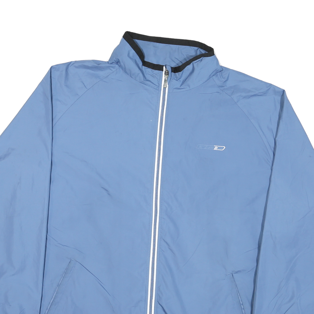 REEBOK Mens Blue Nylon Track Jacket XL Zip Plain Lightweight Athletic
