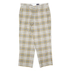 NICK TAYLOR Womens Polyester Blend Beige & Cream Check Relaxed Straight Trousers