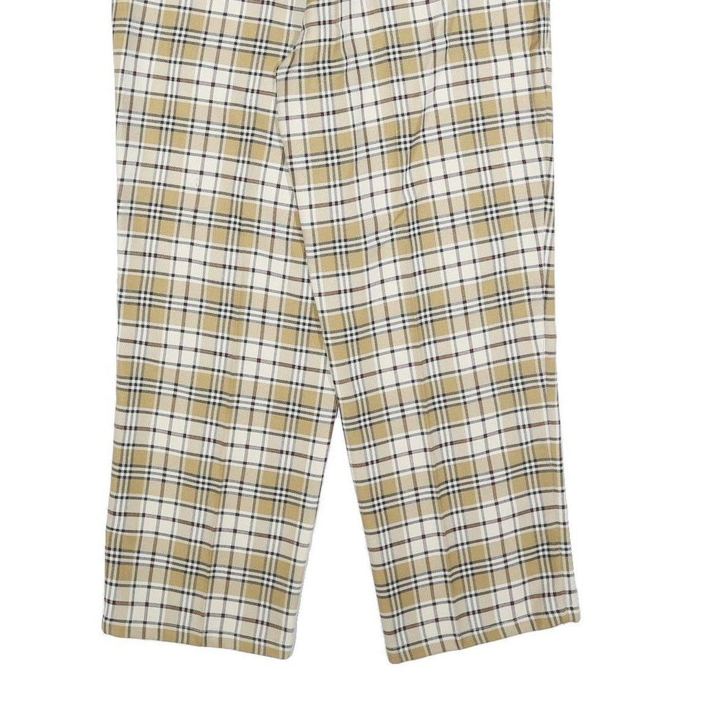 NICK TAYLOR Womens Polyester Blend Beige & Cream Check Relaxed Straight Trousers