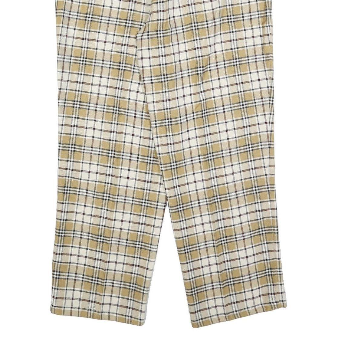 NICK TAYLOR Womens Polyester Blend Beige & Cream Check Relaxed Straight Trousers