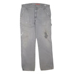 DICKIES Mens Cotton Blend Grey Workwear Trousers Regular W34 L31 Durable Fit