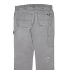 DICKIES Mens Cotton Blend Grey Workwear Trousers Regular W34 L31 Durable Fit