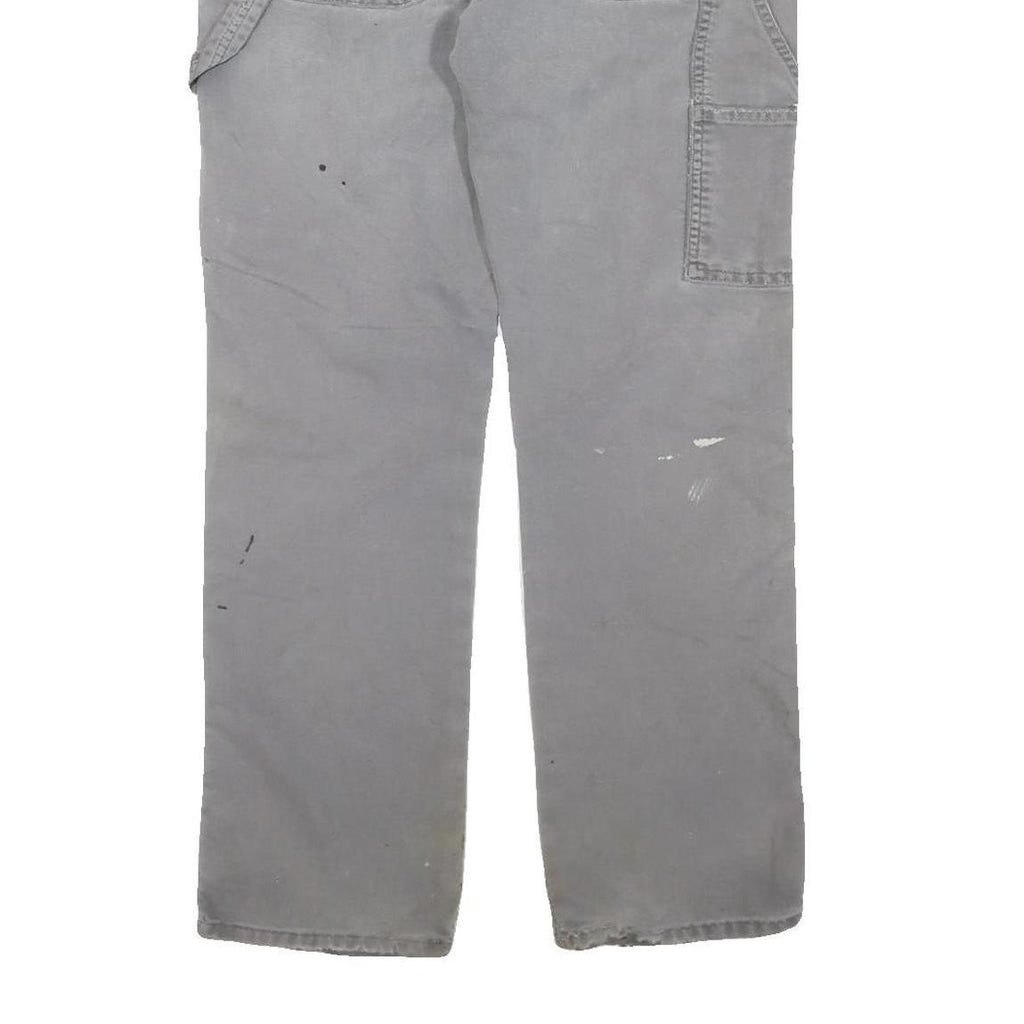 DICKIES Mens Cotton Blend Grey Workwear Trousers Regular W34 L31 Durable Fit