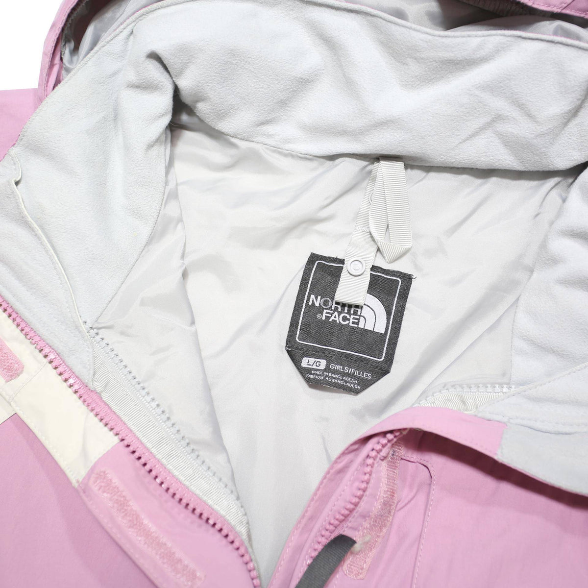 THE NORTH FACE Girls Pink & Purple Outdoor Jacket L Polyester Blend Zip Hooded