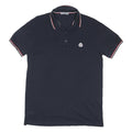 MONCLER Mens Navy Blue Polo Shirt L Cotton Blend Short Sleeve Branded Casual