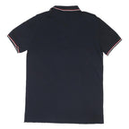MONCLER Mens Navy Blue Polo Shirt L Cotton Blend Short Sleeve Branded Casual