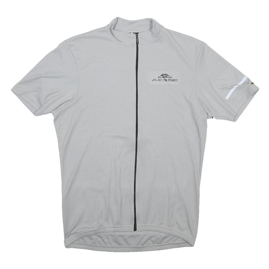 AESSE Mens Grey Jersey XL Short Sleeve 1/4 Zip Cycling Top Lightweight Sport